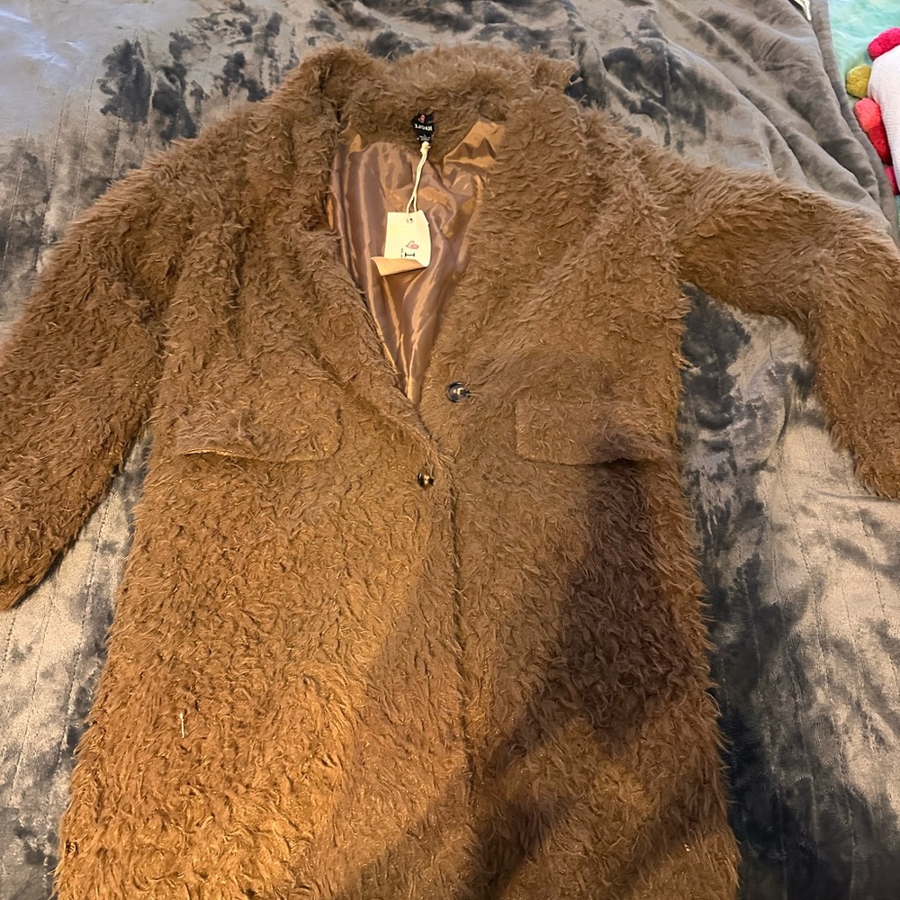Brown Faux Fur Women's Coat